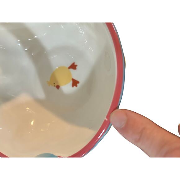 Blossoms & Blooms Ceramic Easter Basket Candy Bowl Chicks Eggs Spring - Picture 5 of 6